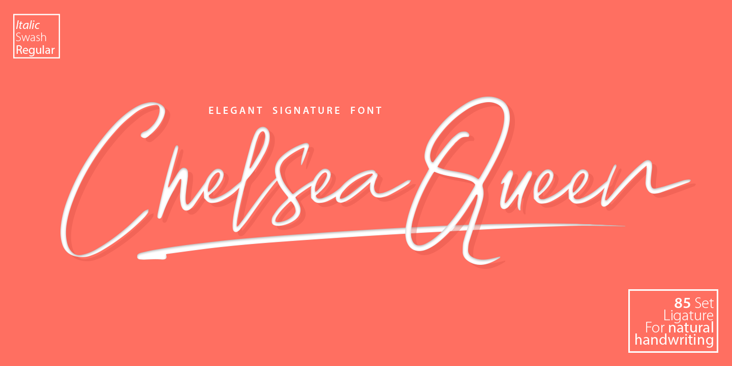 Beispiel einer Chelsea Queen Italic-Schriftart